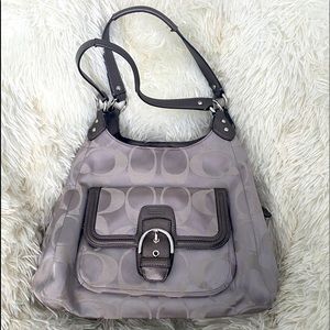 Coach Campbell Signature Logo Sateen Shoulder Handbag